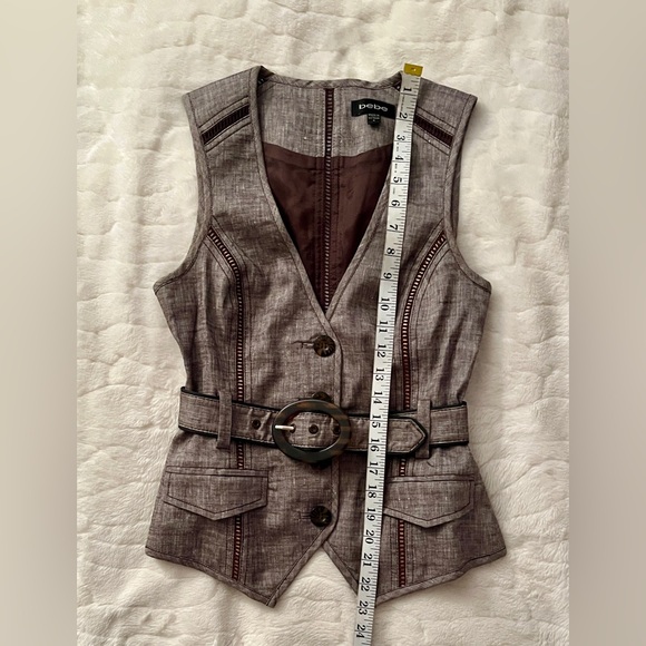 Y2K Bebe Linen Belted Vest size 4 - Picture 6 of 10